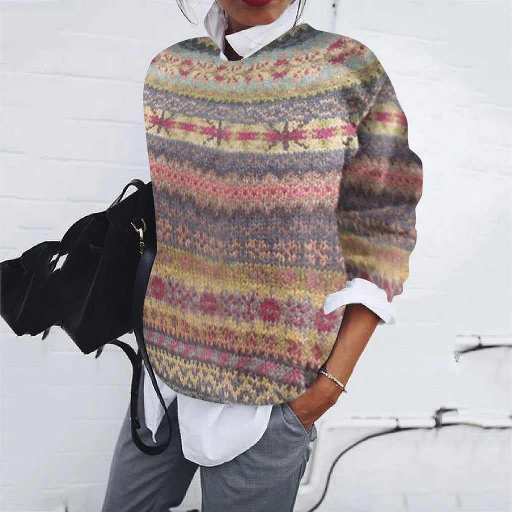 Christel | Fair Isle Knit Sweater with Crew Neck for Women