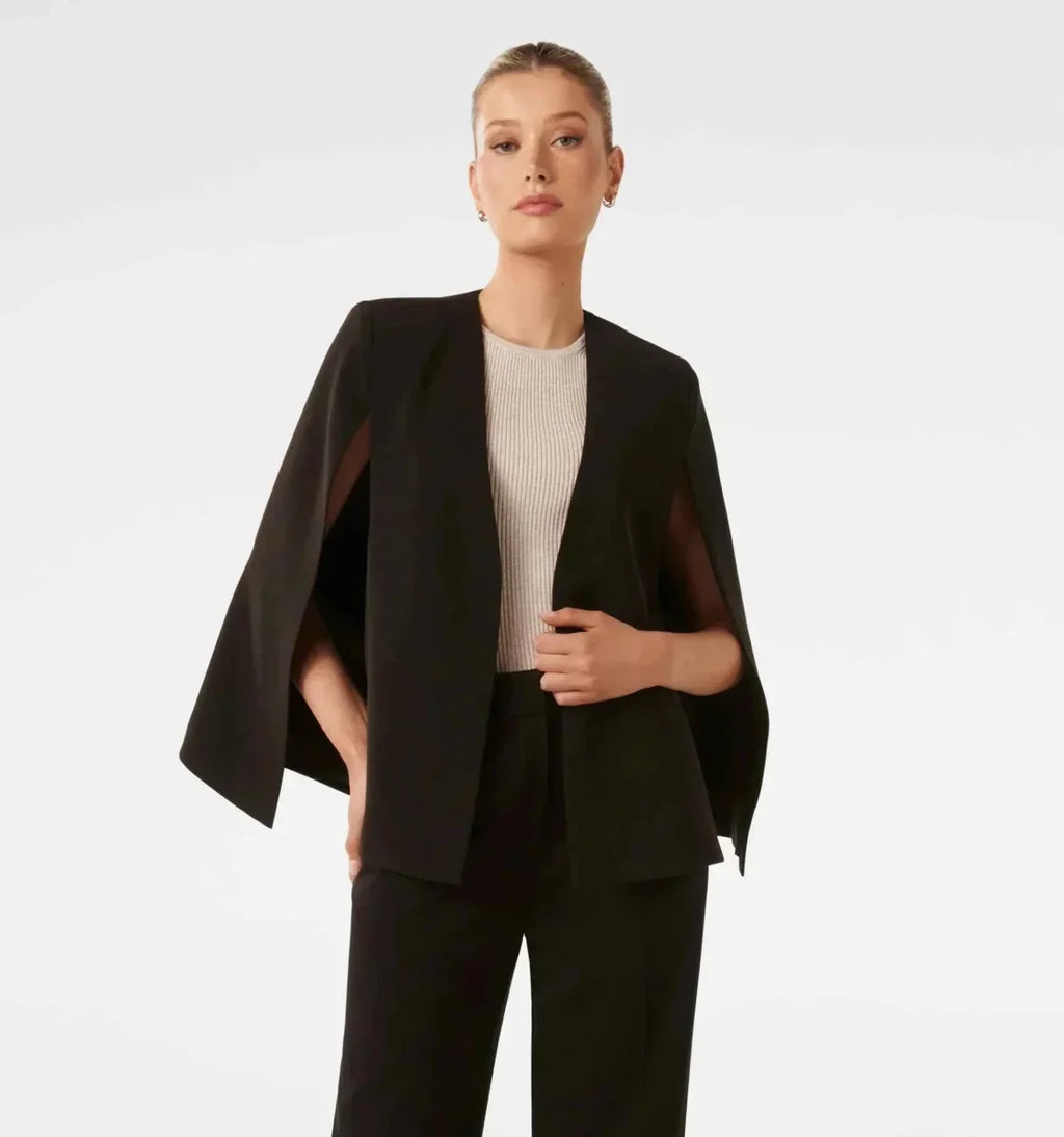 Montarello Women's Blazer Cape Sleeve Open Front