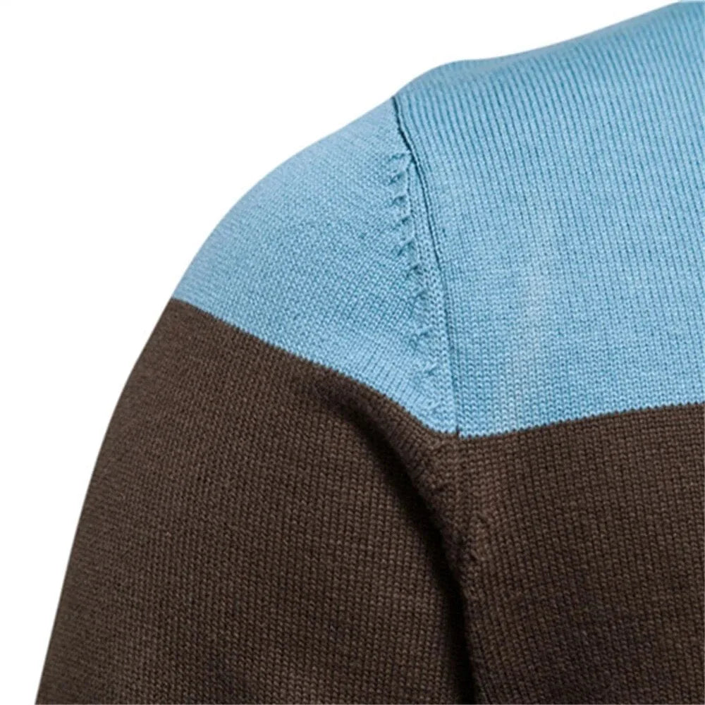 Women's colorblock knit zip-up cardigan with ribbed cuffs and hem