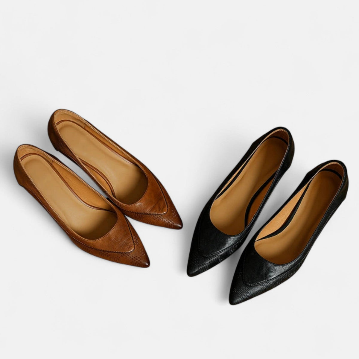 Women's Leather Heels with Embossed Texture and Cushioned Insole