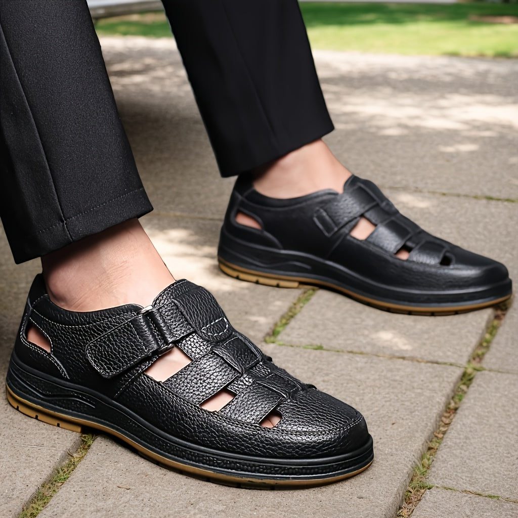 Closed Toe Strappy Leather Sandals for Men