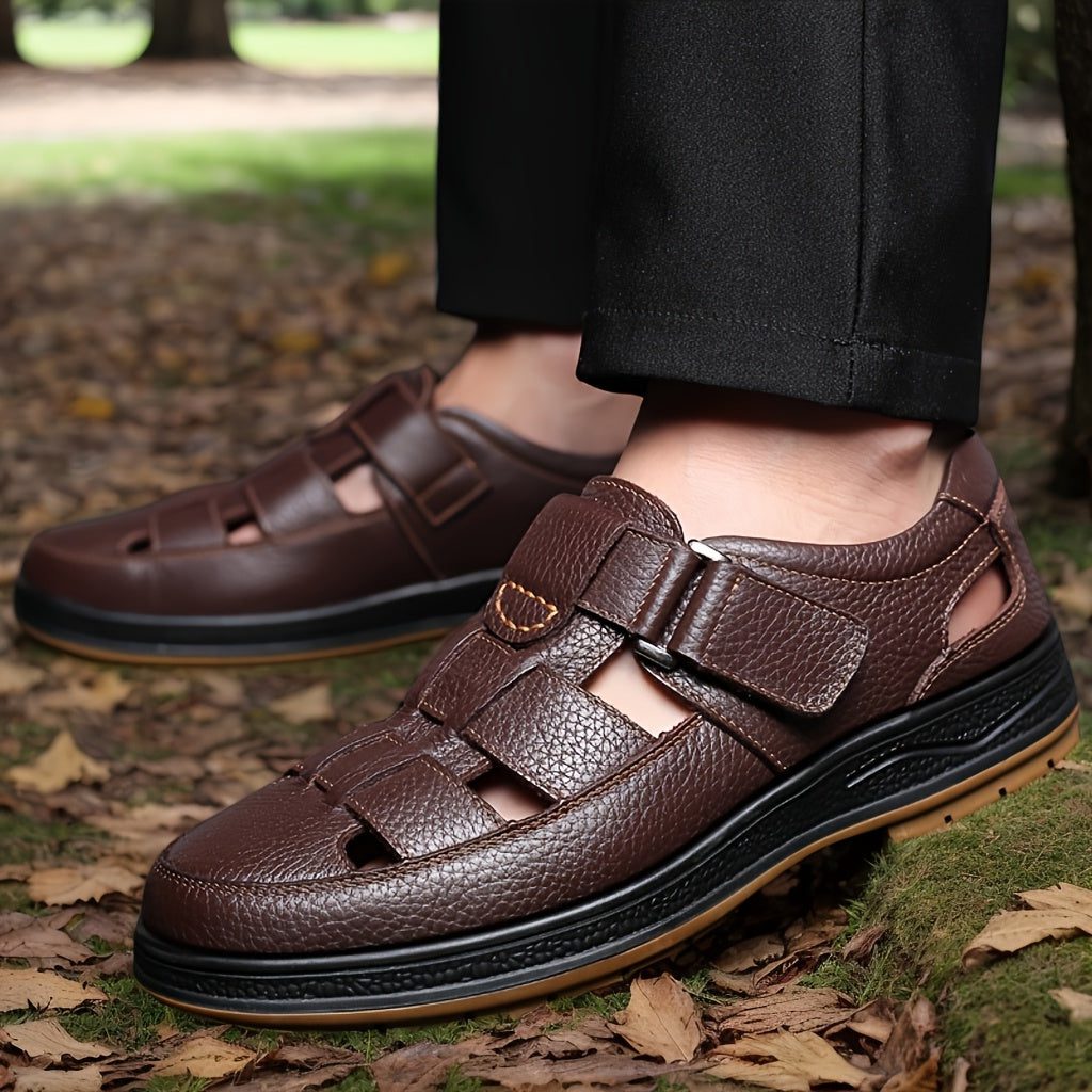 Closed Toe Strappy Leather Sandals for Men