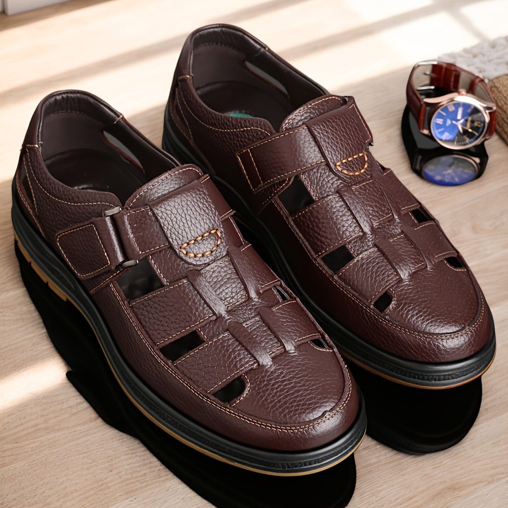 Closed Toe Strappy Leather Sandals for Men