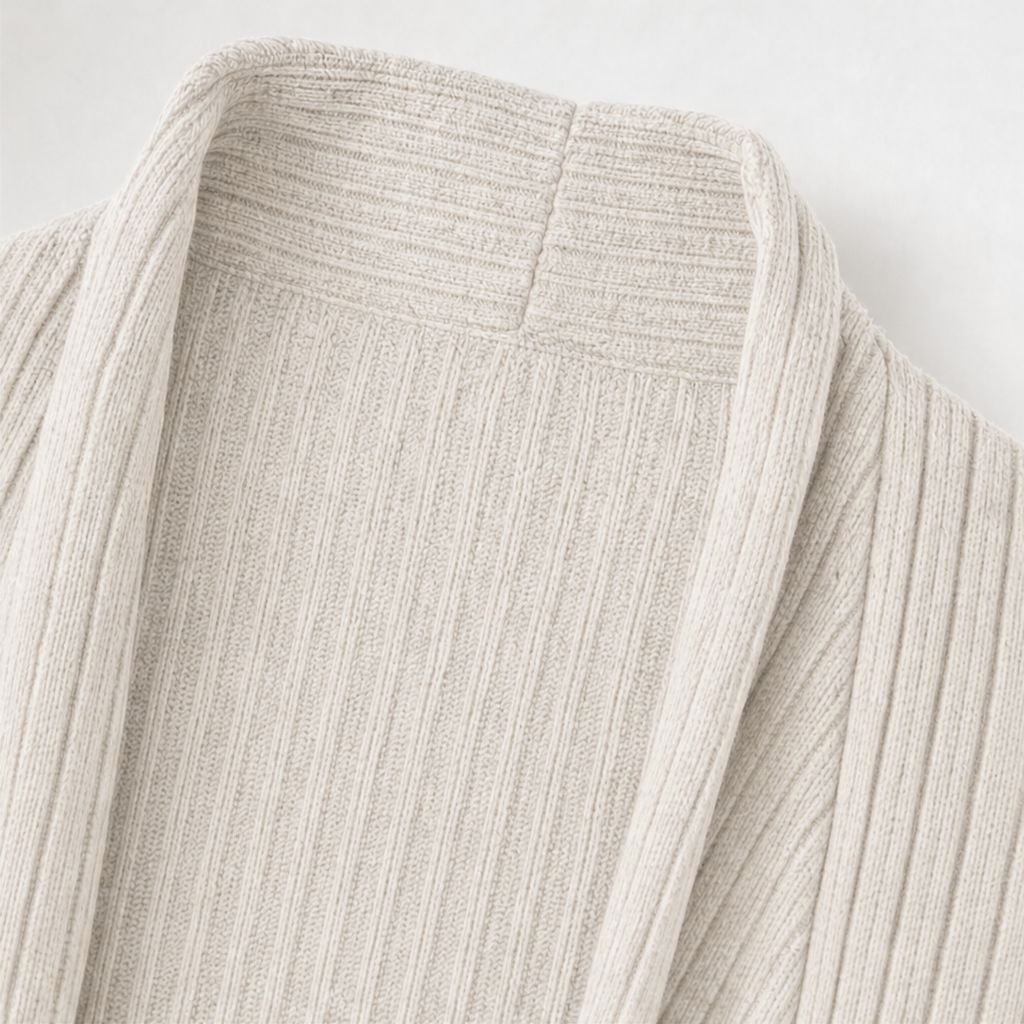 Lunelle – Ribbed Open-Front Knit Cardigan