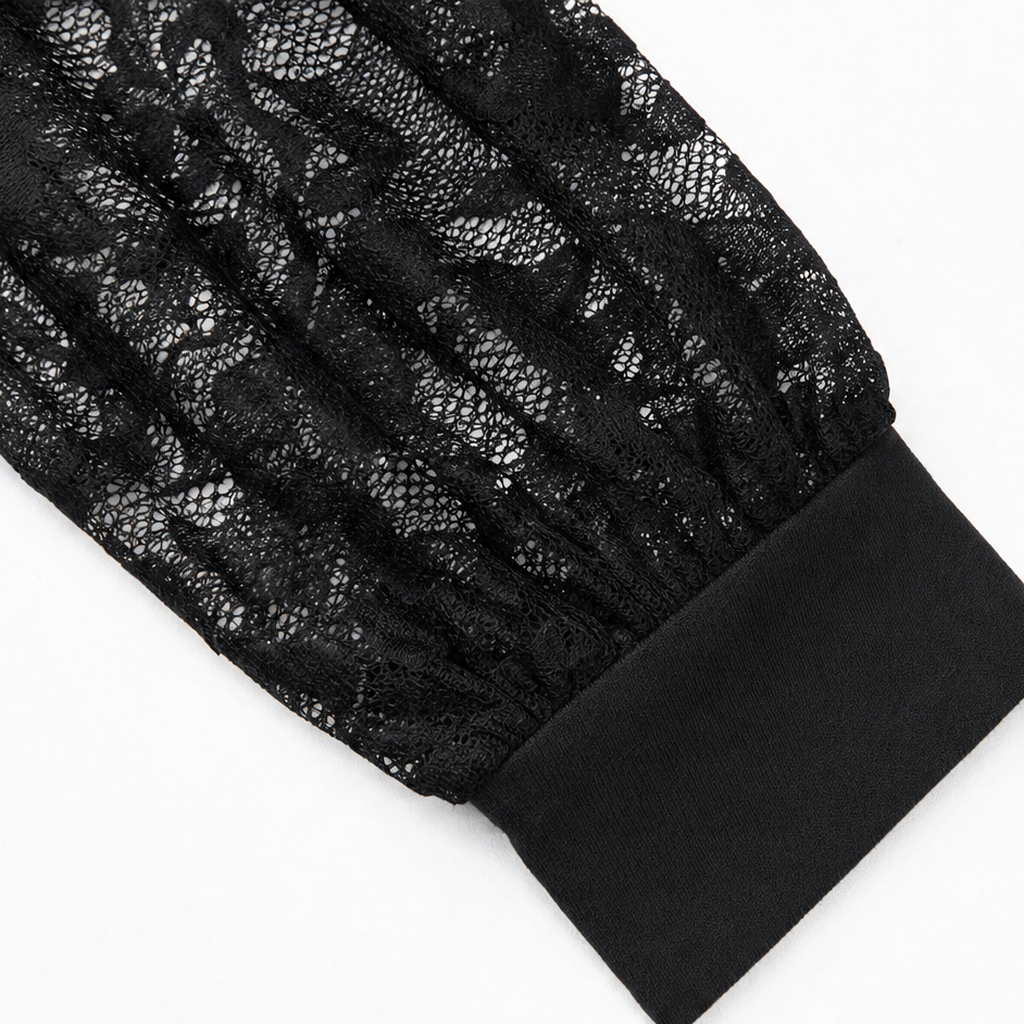 Veloura – Deep V-Neck Lace-Sleeve Fitted Top