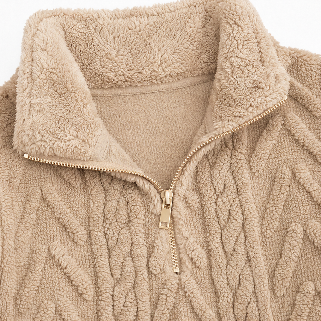 Cable & Cozy – Cable-Knit Quarter-Zip Pullover