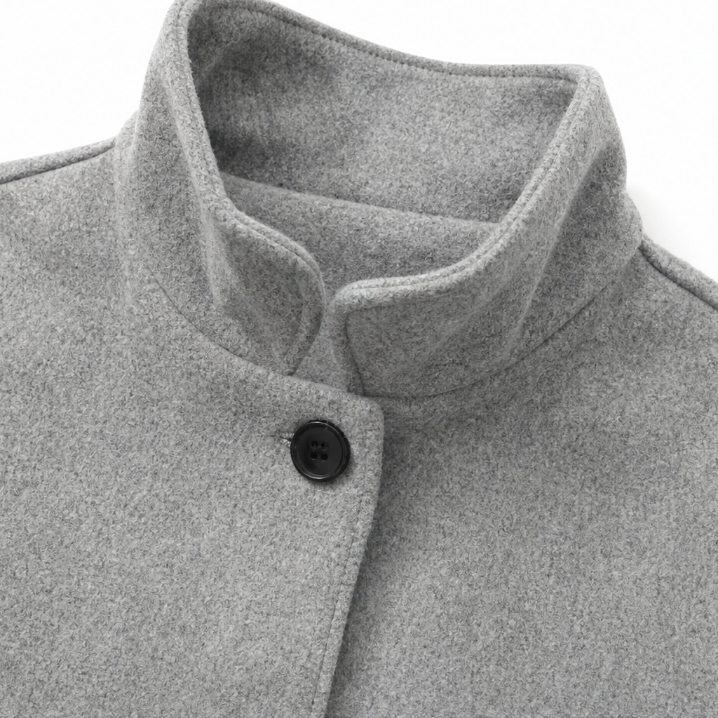 Standelle – Button-Front Stand Collar Fall Coat