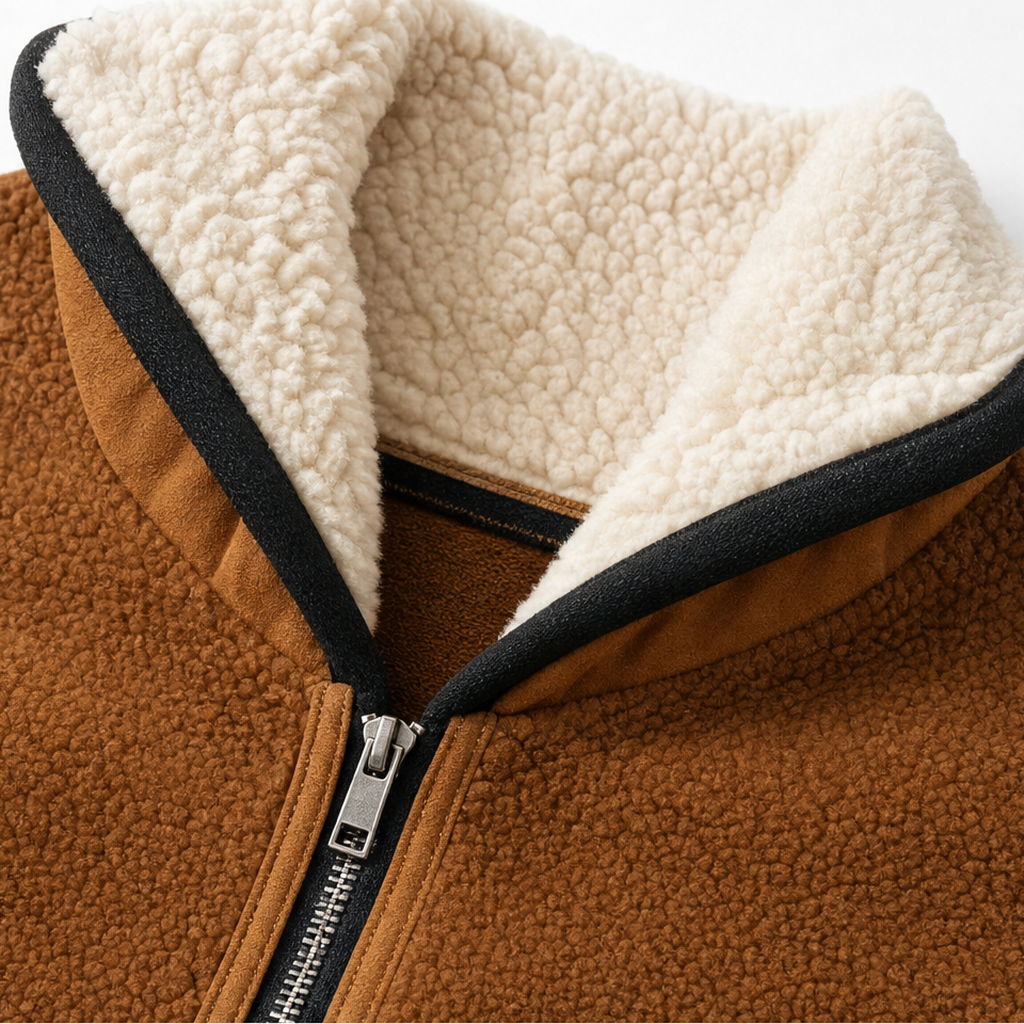 Cozyform – Sherpa Collar Colorblock Half-Zip Pullover
