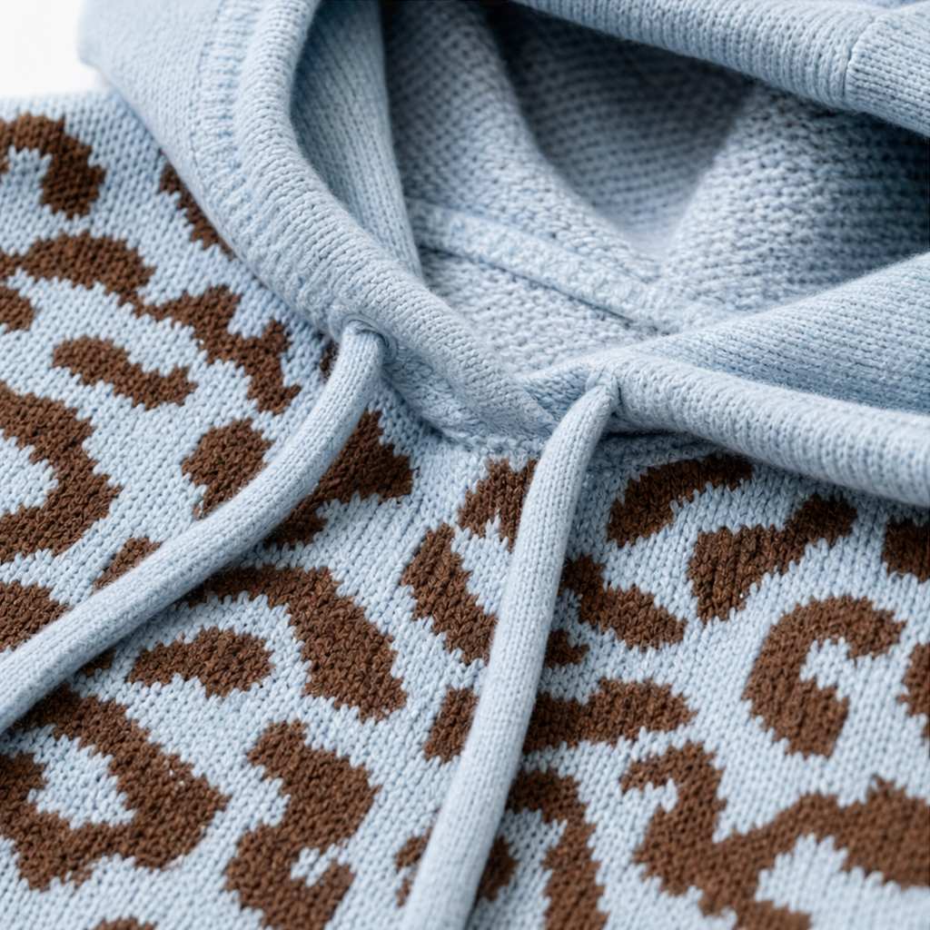 Leopard Lane – Oversized Leopard Knit Hooded Sweater