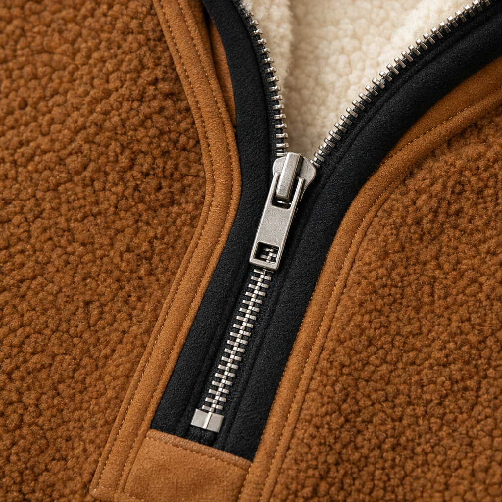 Cozyform – Sherpa Collar Colorblock Half-Zip Pullover