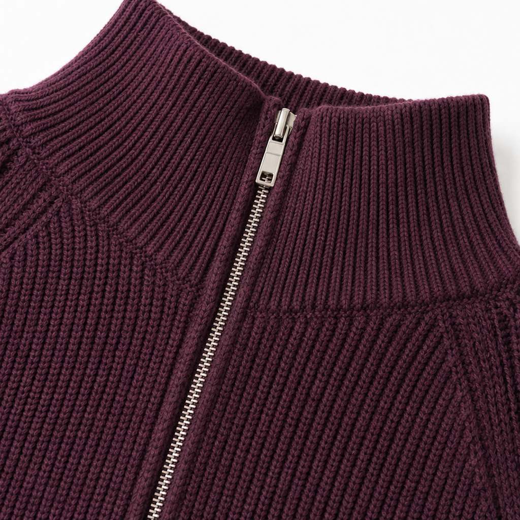 Lantera – Textured Lantern-Sleeve Zip-Up Knit Cardigan