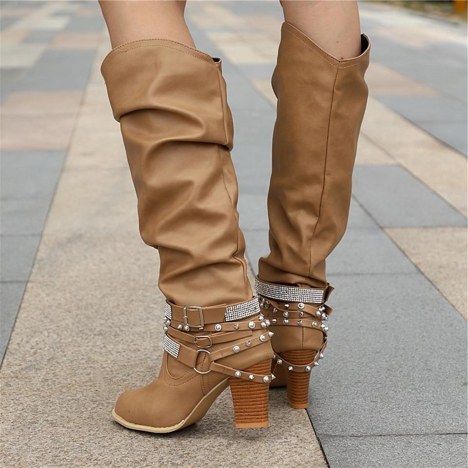 Coco | Studded Block Heel Knee High Boots for Women