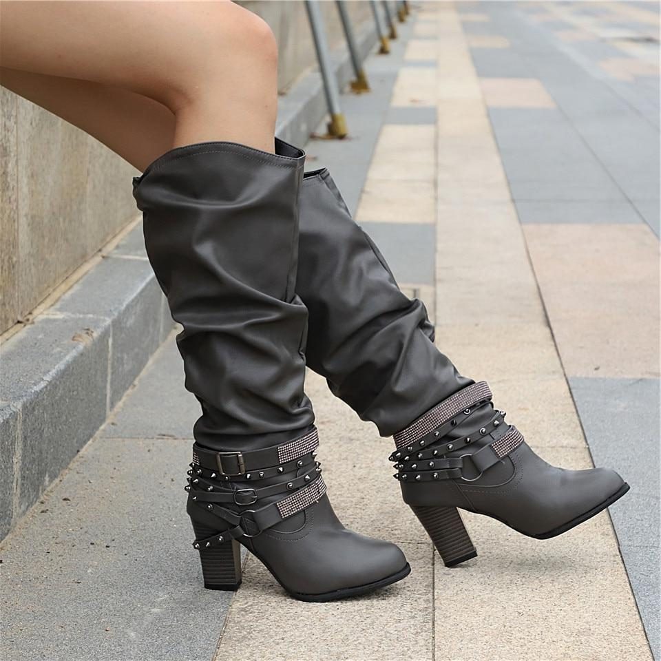 Coco | Studded Block Heel Knee High Boots for Women