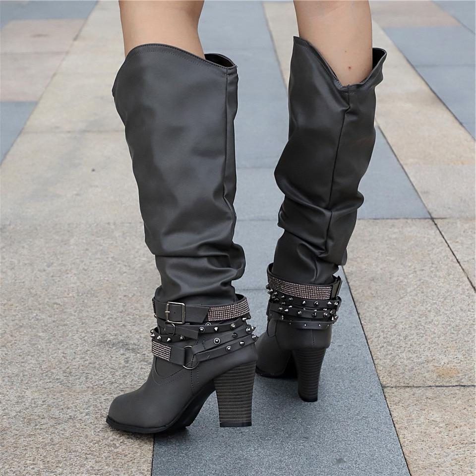 Coco | Studded Block Heel Knee High Boots for Women