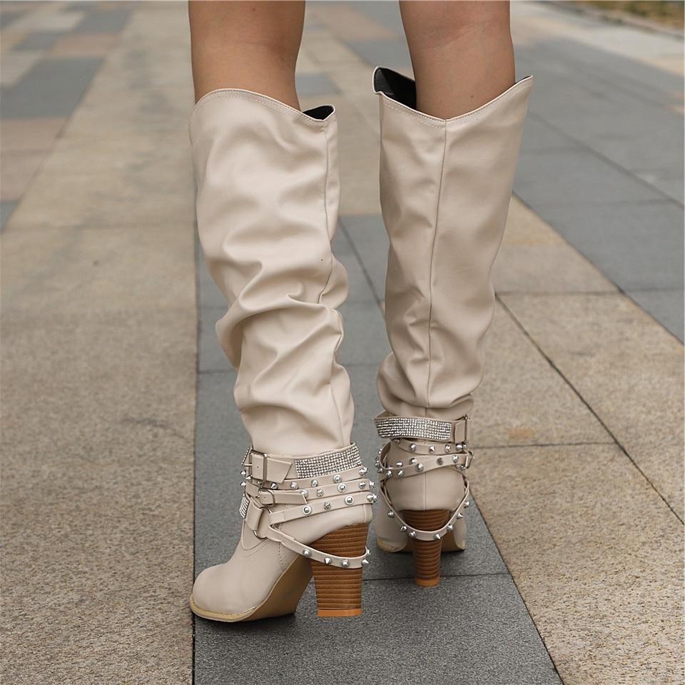 Coco | Studded Block Heel Knee High Boots for Women