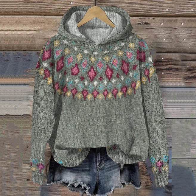 Women's fair isle knit hoodie