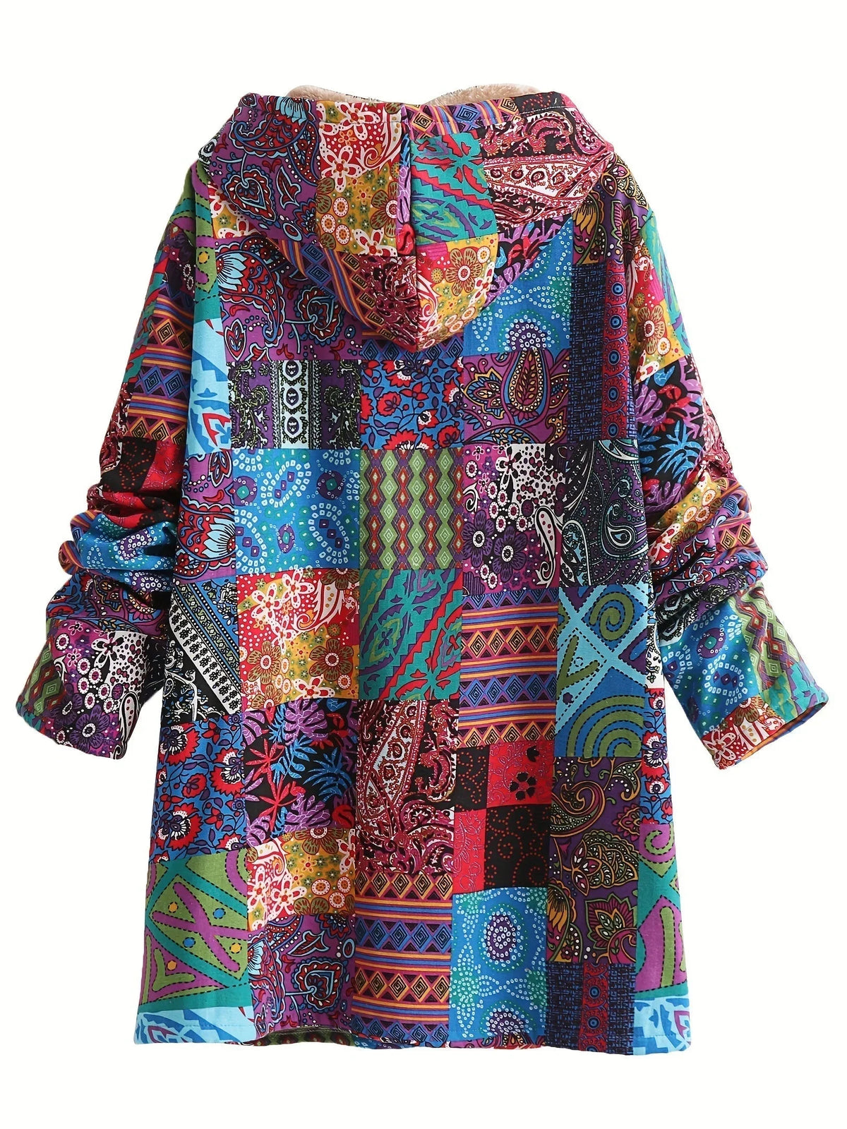 Women's button-front hooded parka with sherpa lining