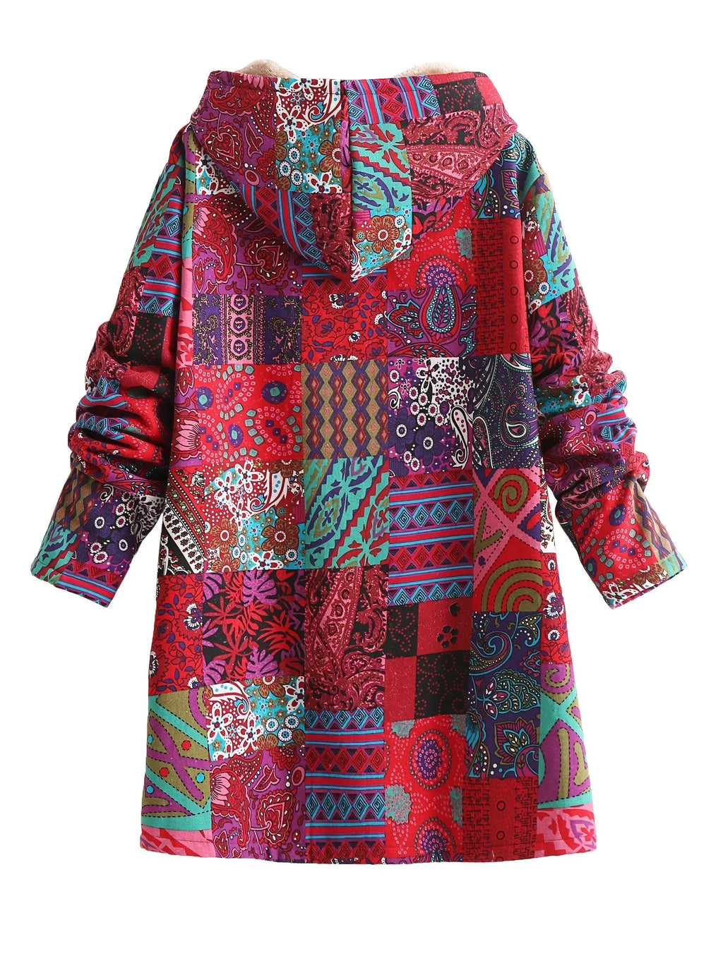 Women's button-front hooded parka with sherpa lining