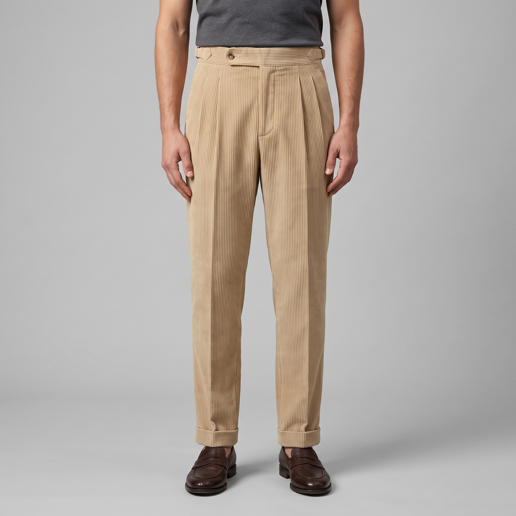 PLEATED CORDUROY TROUSERS FOR MEN