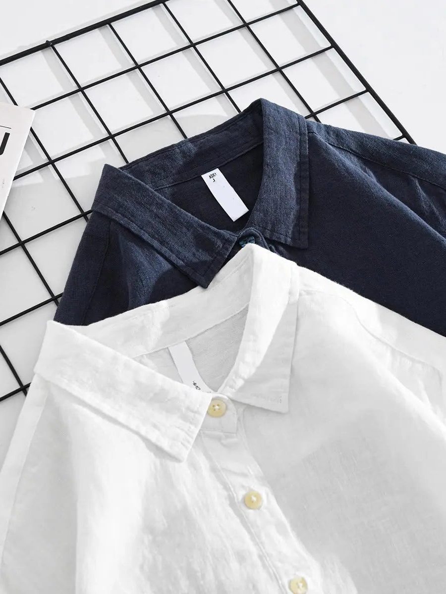Cotton-Linen Popover Shirt for Men