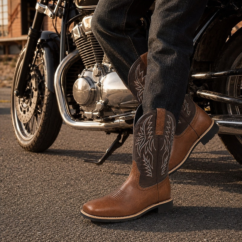 Women's Western Cowboy Boots with Embroidered Shaft