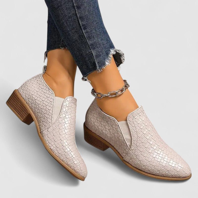 Ilana | Crocodile-Embossed Block Heel Loafers for Women
