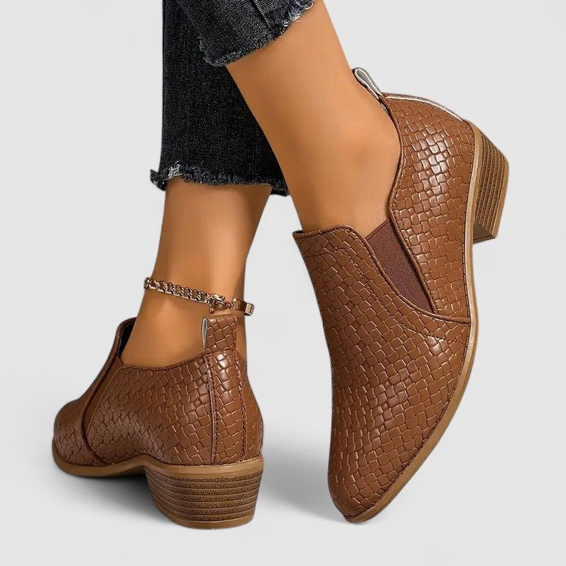 Ilana | Crocodile-Embossed Block Heel Loafers for Women