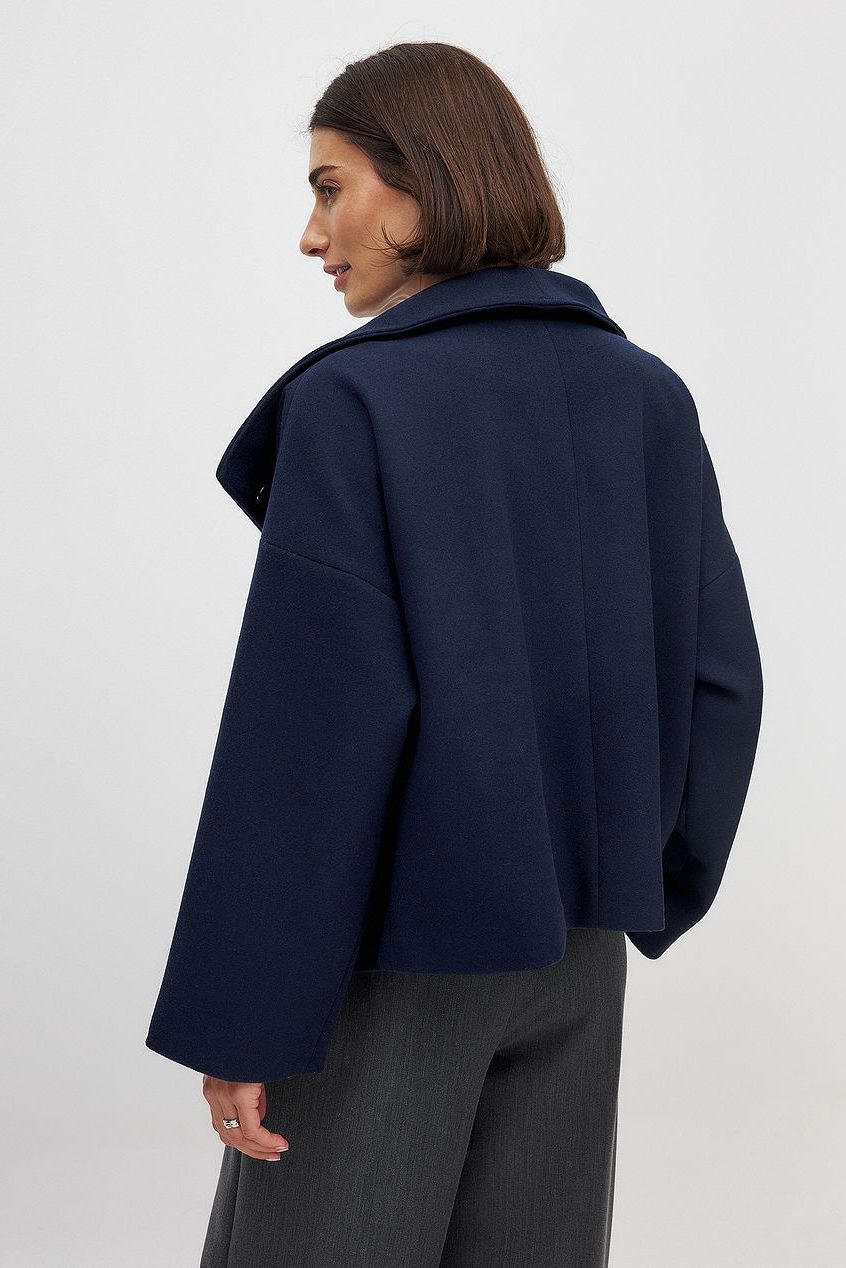 Delphine | Cropped Double-Breasted Trench Coat with Wide Lapel for Women