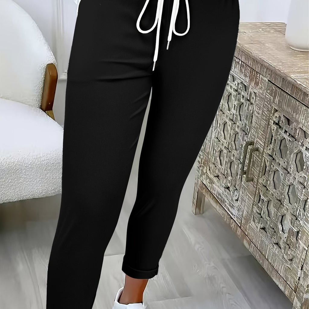 Women's Drawstring Relaxed Tapered Pants with Side Stripe