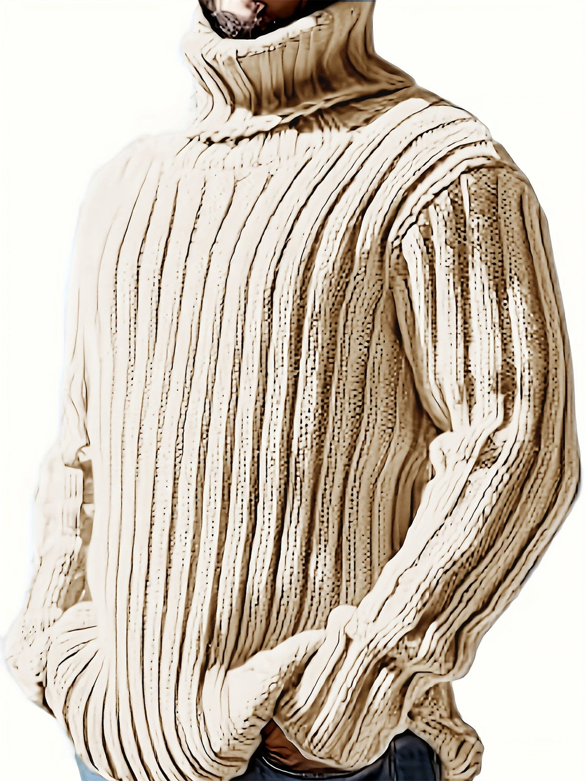 HIGH NECK KNIT PULLOVER FOR MEN