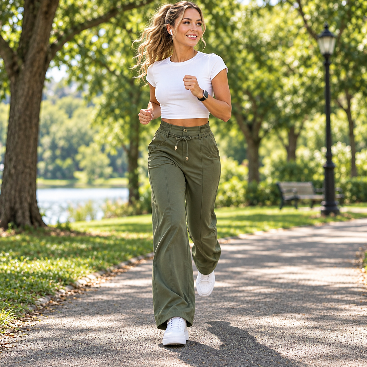 Formelle – High-Waisted Straight-Leg Seam-Front Trousers