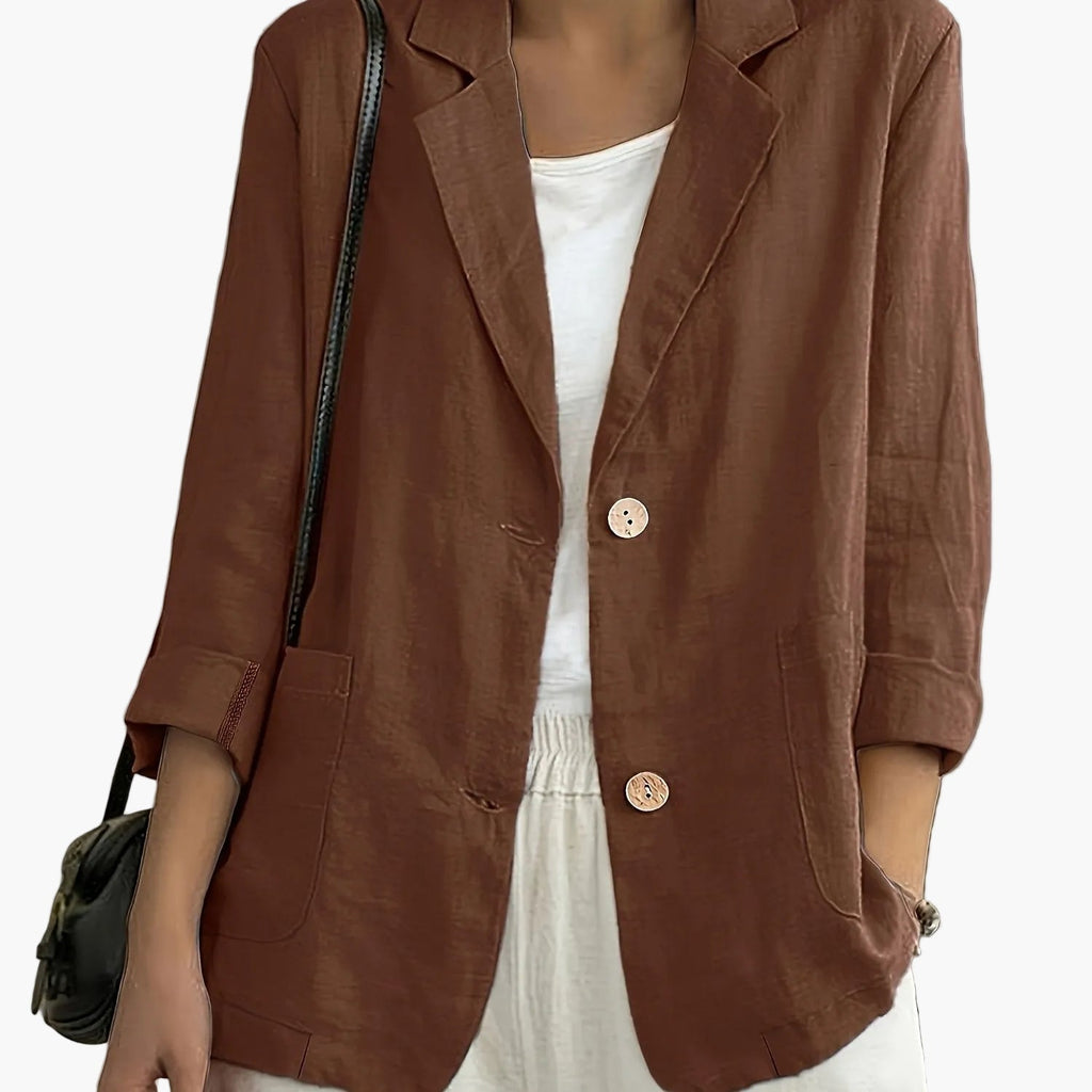 Women's Casual Blazer, Notched Lapels, Long Sleeves