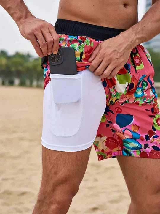 Montarello Men's Compression-Lined Quick-Dry Summer Swim Shorts