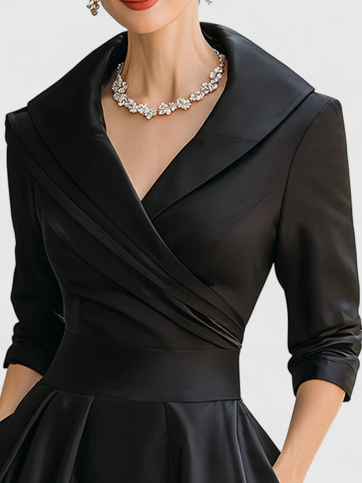 Women's Midi Dress with Satin Finish and Fitted Bodice