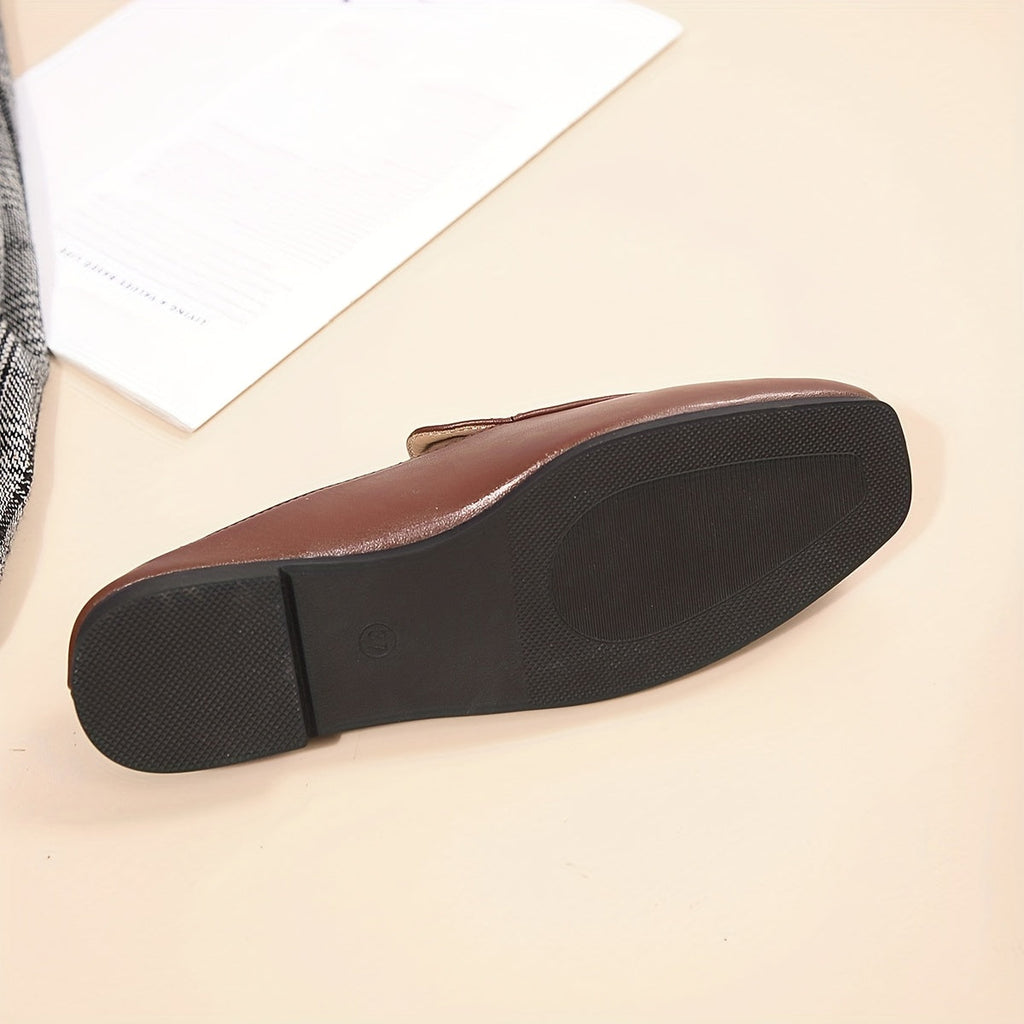 Women's Penny-Loafer Shoes with Plain Toe and Slip-On Design