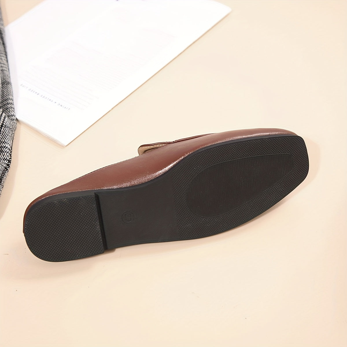 Women's Penny-Loafer Shoes with Plain Toe and Slip-On Design