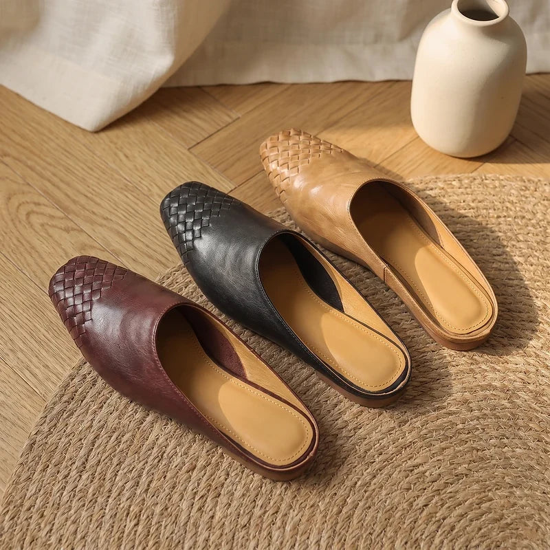 Tamara Woven Leather Mules