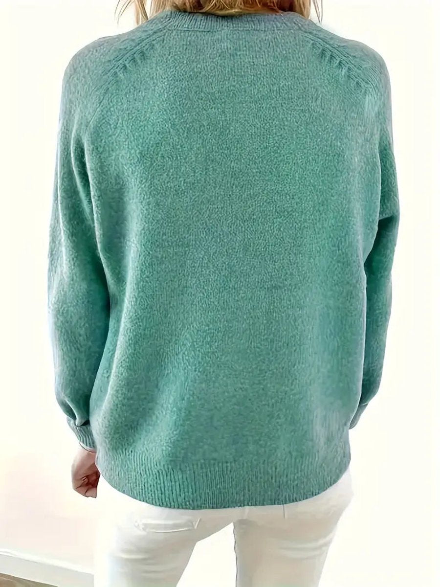 Women's Collared V-Neck Sweater with Button Front