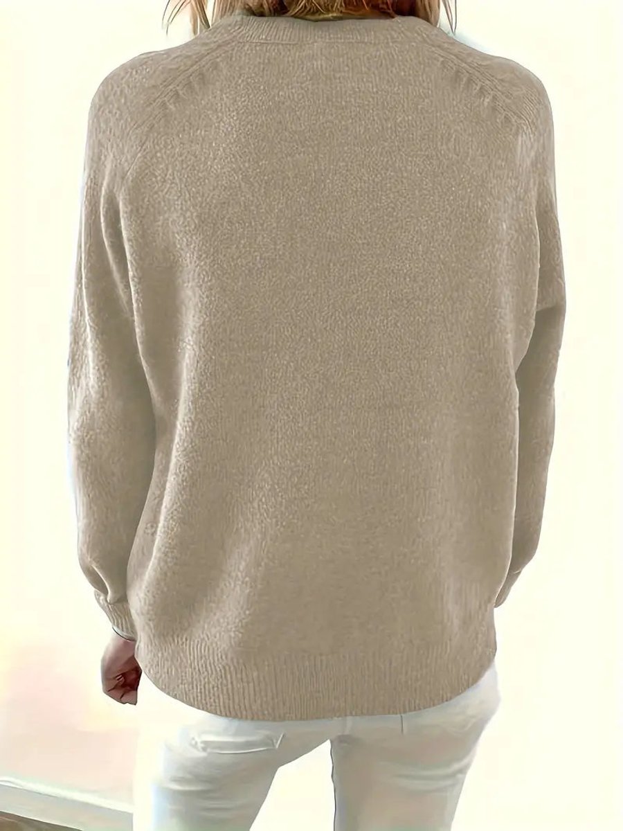 Women's Collared V-Neck Sweater with Button Front