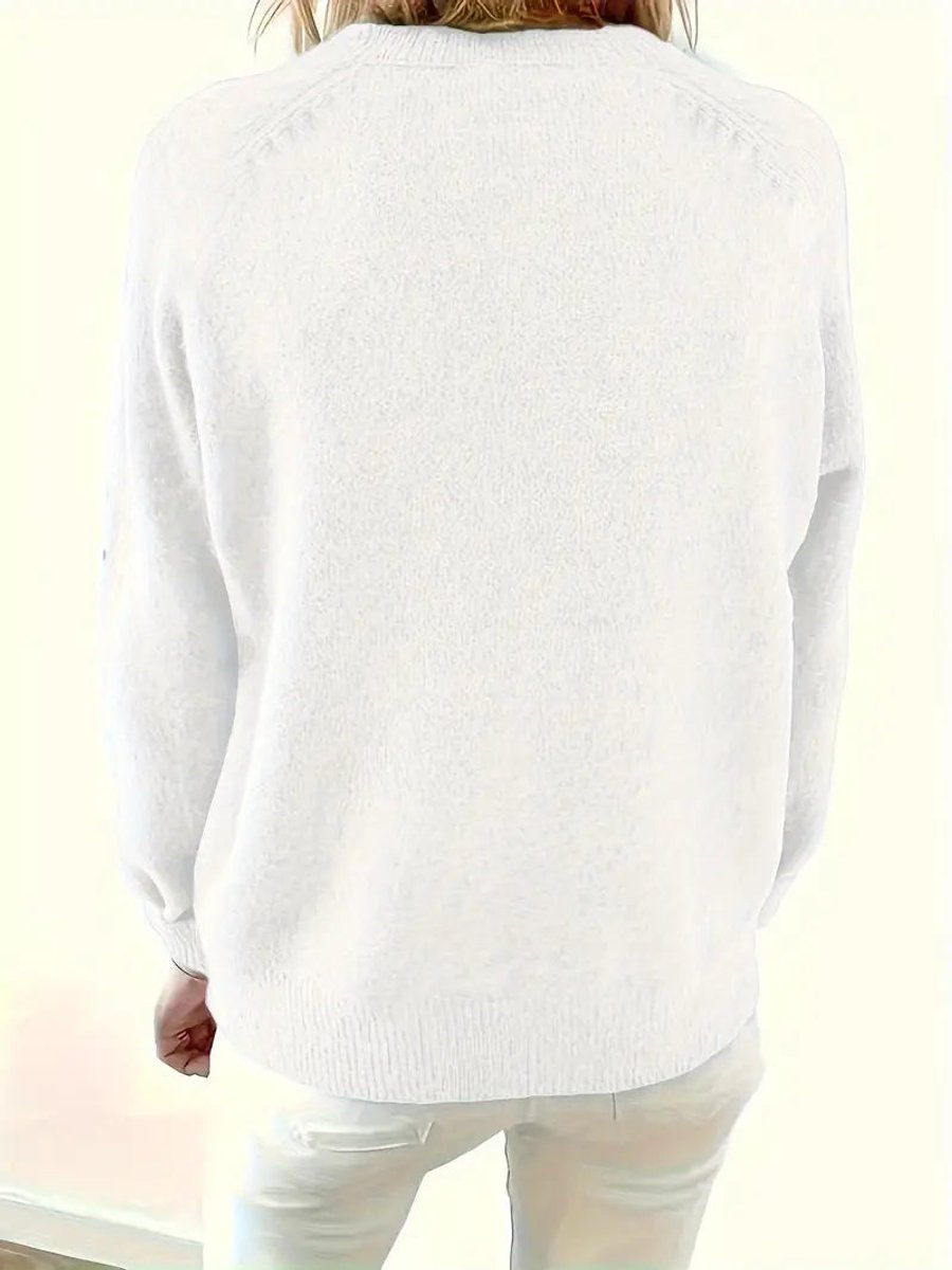 Women's Collared V-Neck Sweater with Button Front