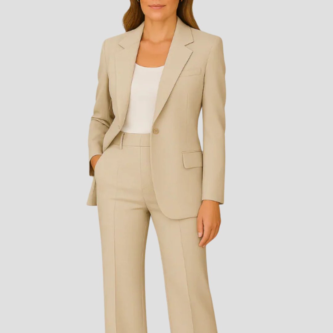 Women's Tailored Two-Piece Blazer Pantsuit with Single Button