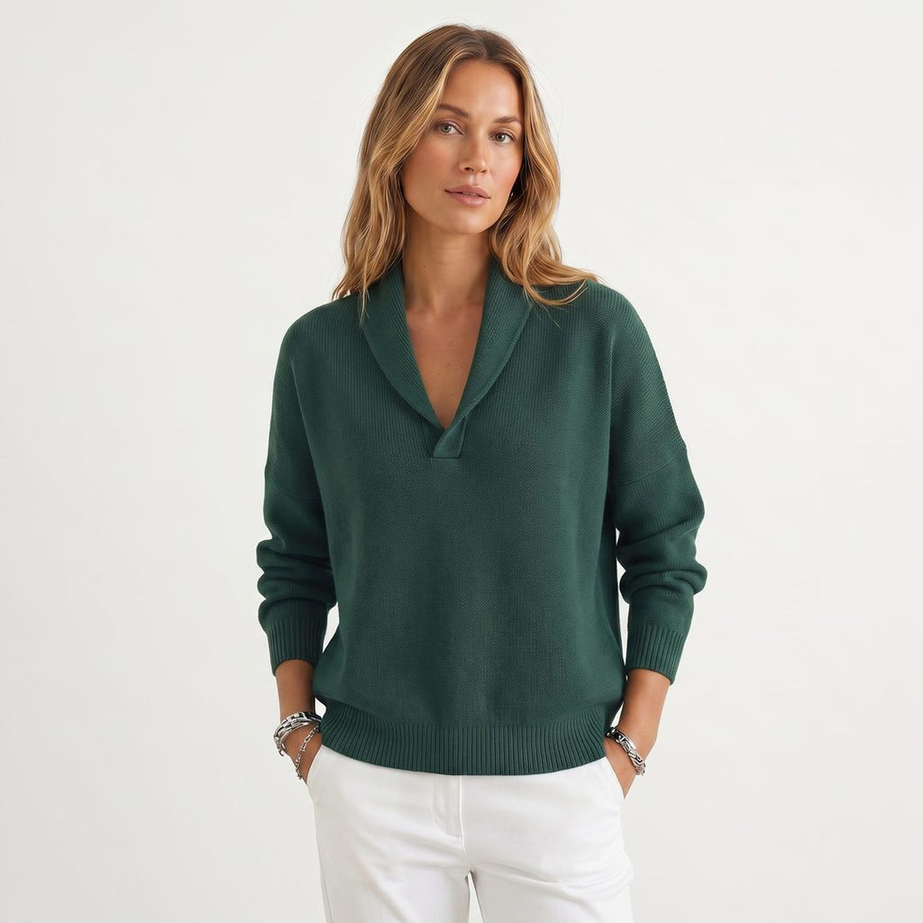 Dara | Casual Knit Relaxed Fit Pullover Sweater with V-Neck for Women