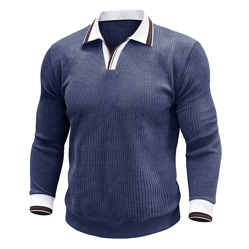 Darwin - Men's Ribbed Knit Polo Sweater