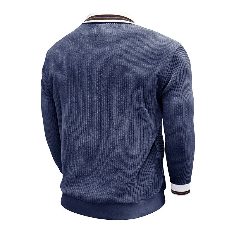 Darwin - Men's Ribbed Knit Polo Sweater