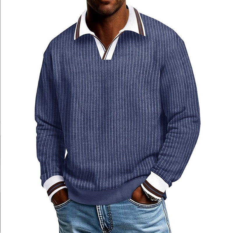 Darwin - Men's Ribbed Knit Polo Sweater