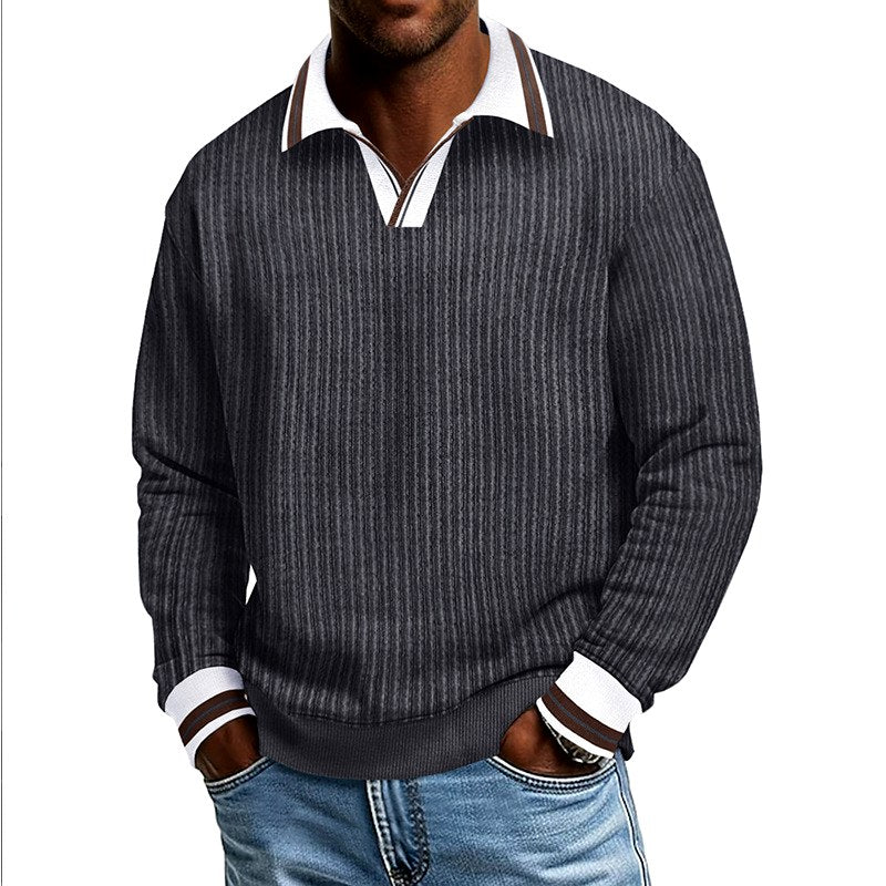 Darwin - Men's Ribbed Knit Polo Sweater