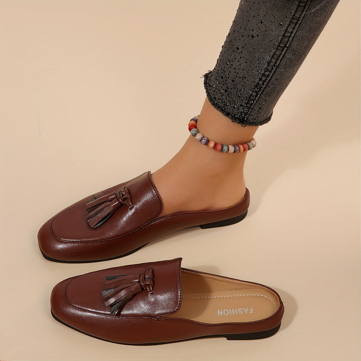 Women's Penny-Loafer Shoes with Plain Toe and Slip-On Design