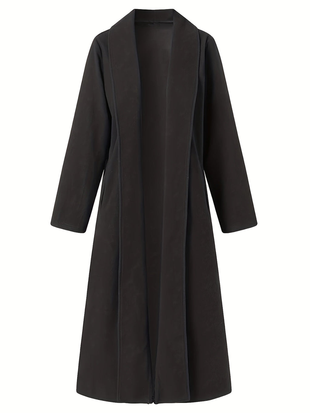 Women's Longline Open Front Coat with Flowing Drape