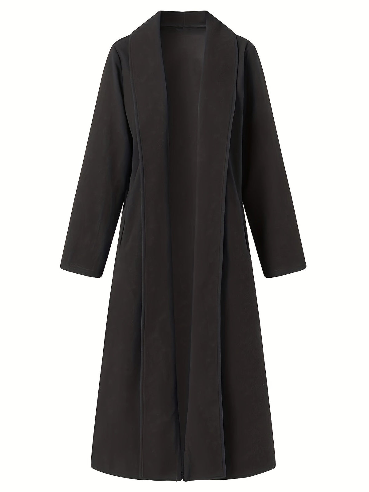 Women's Longline Open Front Coat with Flowing Drape