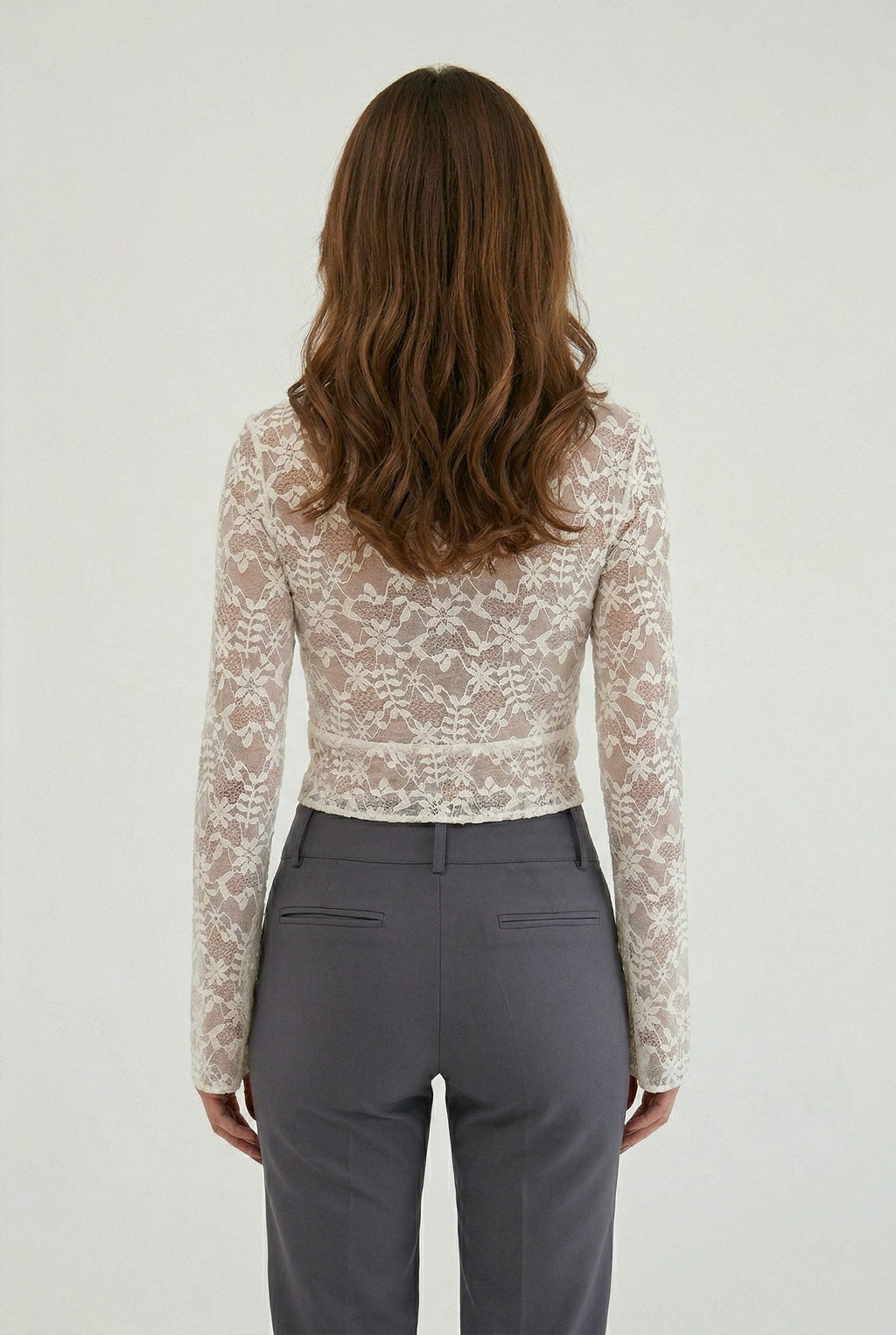 Brunna | Lace Top with Deep V-Neck and Long Sleeves for Women